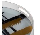 Bandeja de Aperitivos Blanco Negro Dorado PVC Cristal Abstracto 42 x 42 x 4,2 cm (2 Unidades)