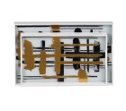 Bandeja de Aperitivos Blanco Negro Dorado PVC Cristal Abstracto 45 x 31 x 4,2 cm (2 Unidades)