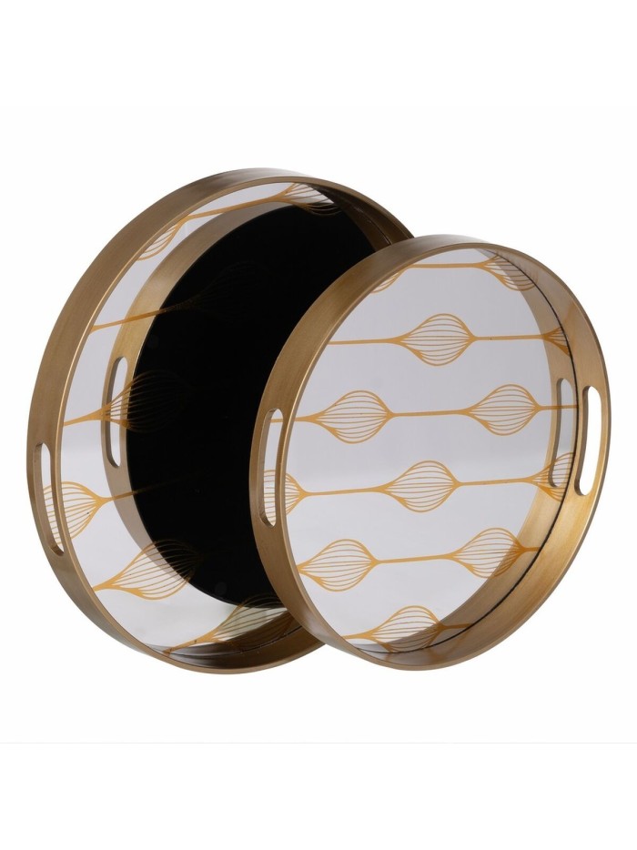 Bandeja de Aperitivos Dorado PVC Cristal 42 x 42 x 4,2 cm (2 Unidades)