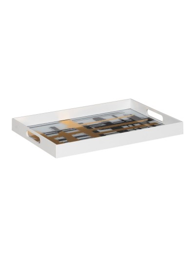 Snack tray White Black Golden PVC Crystal Abstract 45 x 31 x 4,2 cm (2 Units)