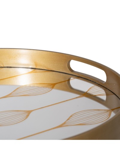 Bandeja de Aperitivos Dorado PVC Cristal 42 x 42 x 4,2 cm (2 Unidades)