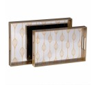 Bandeja de Aperitivos Dorado PVC Cristal 45 x 31 x 4,2 cm (2 Unidades)