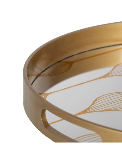 Bandeja de Aperitivos Dorado PVC Cristal 42 x 42 x 4,2 cm (2 Unidades)