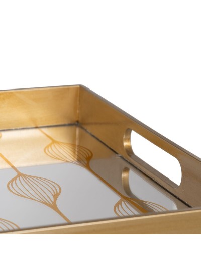 Bandeja de Aperitivos Dorado PVC Cristal 45 x 31 x 4,2 cm (2 Unidades)