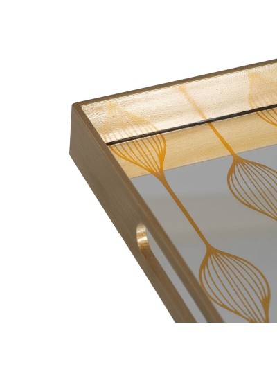 Bandeja de Aperitivos Dorado PVC Cristal 45 x 31 x 4,2 cm (2 Unidades)