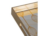 Bandeja de Aperitivos Dorado PVC Cristal 45 x 31 x 4,2 cm (2 Unidades)