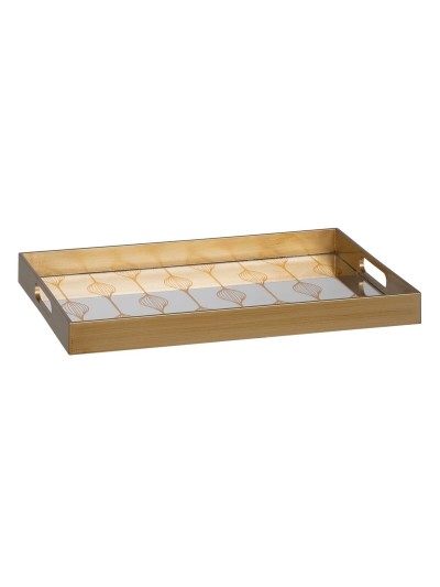 Bandeja de Aperitivos Dorado PVC Cristal 45 x 31 x 4,2 cm (2 Unidades)