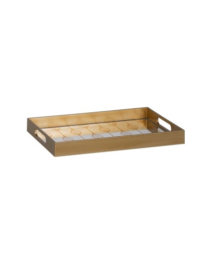 Bandeja de Aperitivos Dorado PVC Cristal 45 x 31 x 4,2 cm (2 Unidades)