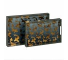 Bandeja de Aperitivos Azul Dorado PVC Cristal Peces 45 x 31 x 4,2 cm (2 Unidades)