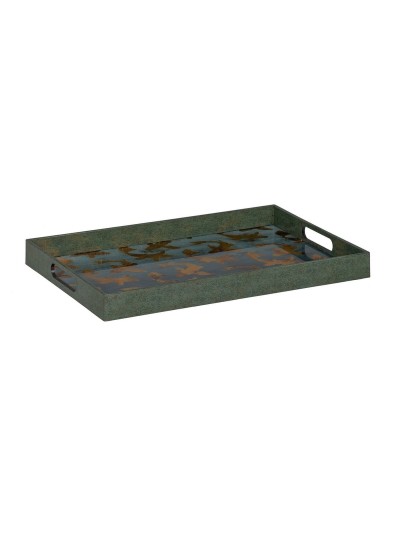Bandeja de Aperitivos Azul Dorado PVC Cristal Peces 45 x 31 x 4,2 cm (2 Unidades)