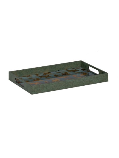 Bandeja de Aperitivos Azul Dorado PVC Cristal Peces 45 x 31 x 4,2 cm (2 Unidades)