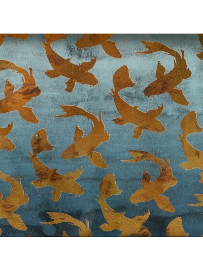 Plateau apéritif Bleu Doré PVC Verre Poissons 45 x 31 x 4,2 cm (2 Unités)