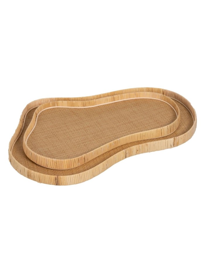 Tray Natural Rattan 57,5 x 38,5 x 4 cm (2 Units)
