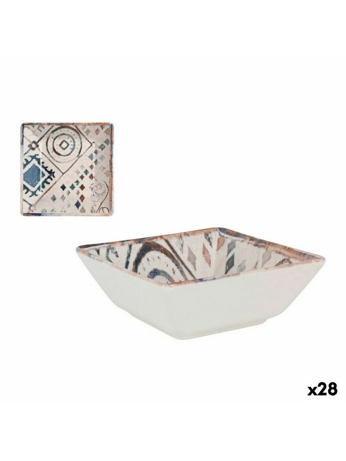 Bol La Mediterránea Grecia Porcelaine Bleu Marron 13 x 13 x 5 cm (28 Unités)