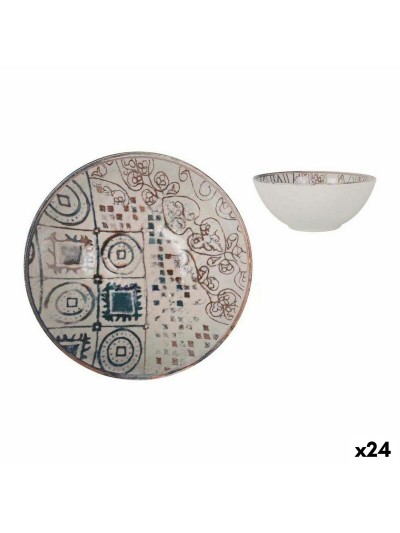 Bol La Mediterránea Grecia Porcelana Azul Marrón Ø 16 x 7 cm (24 Unidades)