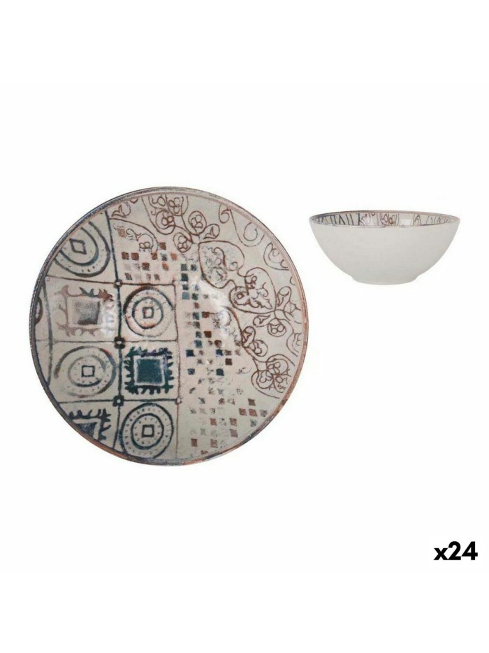 Bol La Mediterránea Grecia Porcelana Azul Marrón Ø 16 x 7 cm (24 Unidades)