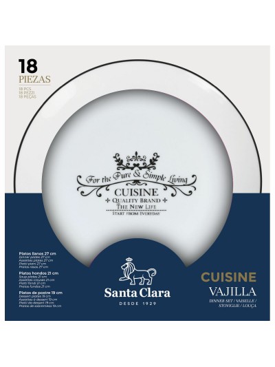 Assiettes Santa Clara Cuisine Porcelaine Ronde 18 Pièces (2 Unités)