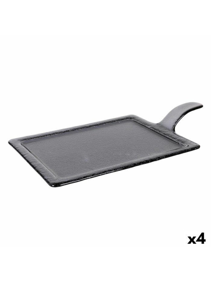 Tray Viejo Valle Black Glass 46 x 27 cm (4 Units)