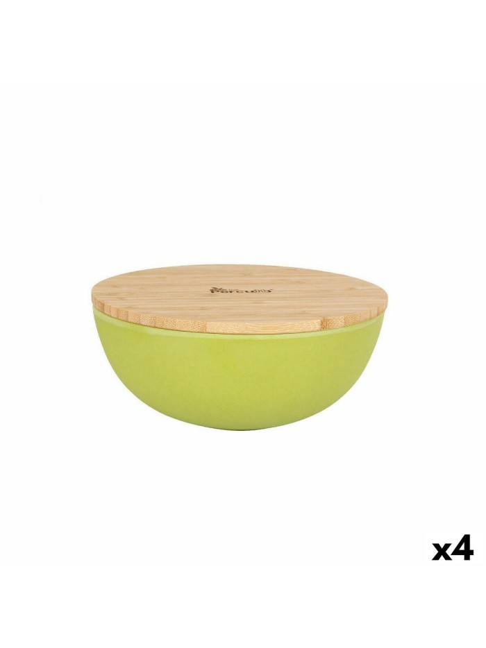 Cuenco Percutti Melamina Marrón Verde 18,9 x 18,9 x 8,5 cm Bambú (4 Unidades)