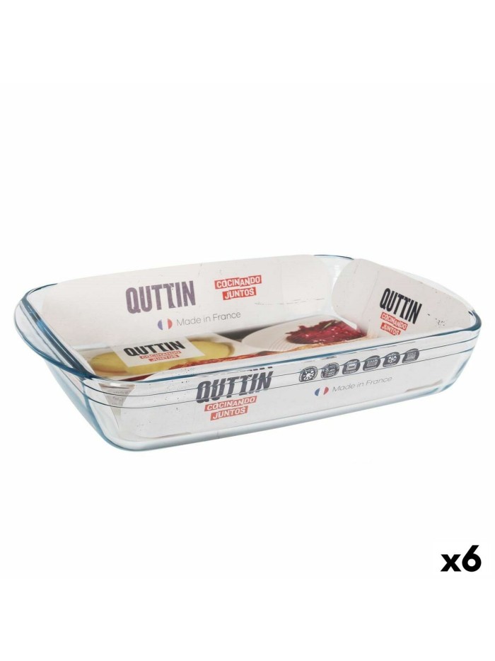 Oven Dish Quttin   Transparent Glass Rectangular 5 L 40,2 x 26,4 x 7 cm (6 Units)