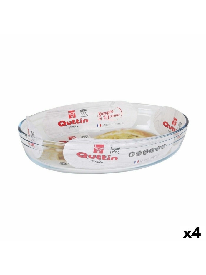 Oven Dish Quttin   Transparent Glass Oval 2,2 L 30,1 x 20,9 x 6,3 cm (4 Units)