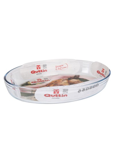 Fuente para Horno Quttin   Transparente Vidrio Ovalado 4,5 L 39,6 x 27,35 x 6,6 (4 Unidades)
