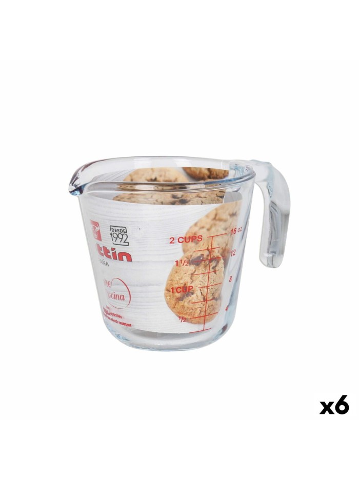 Measuring Jug Quttin Transparent 500 ml Glass (6 Units)