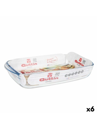Plat de Four Quttin   Transparent verre Rectangulaire 4,2 L 38,8 x 23,9 x 6,6 cm (6 Unités)