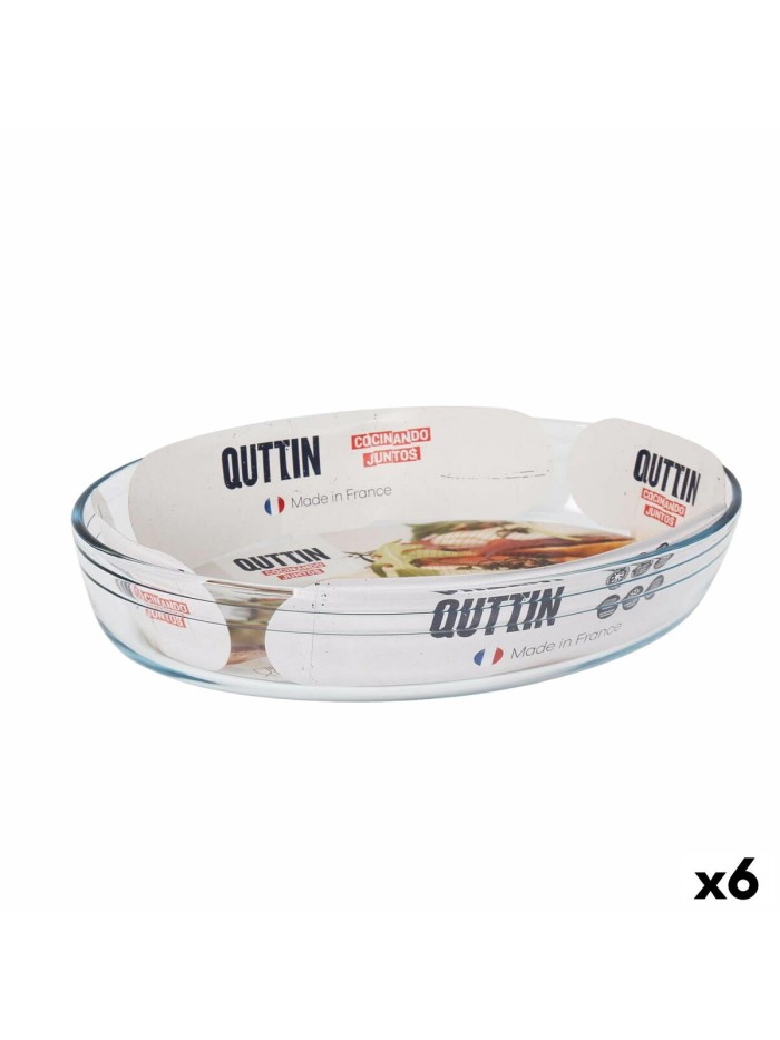Fuente para Horno Quttin   Transparente Vidrio Ovalado 3,4 L 35,1 x 24,1 x 6,5 cm (6 Unidades)