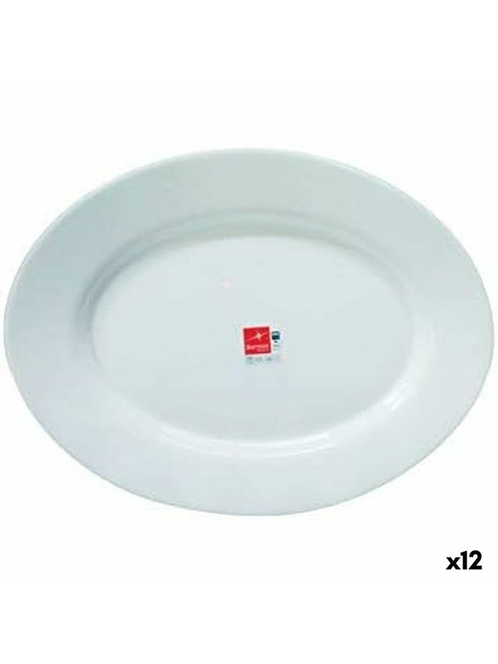 Serving Platter Bormioli Toledo White Glass Oval 34 x 26,5 x 1,8 cm (12 Units)