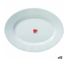 Serving Platter Bormioli Toledo White Glass Oval 34 x 26,5 x 1,8 cm (12 Units)