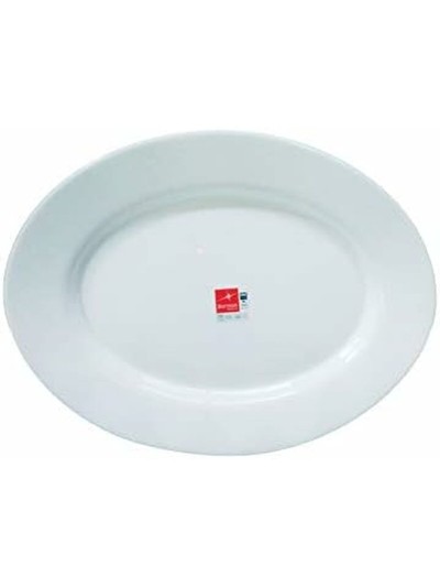 Serving Platter Bormioli Toledo White Glass Oval 34 x 26,5 x 1,8 cm (12 Units)
