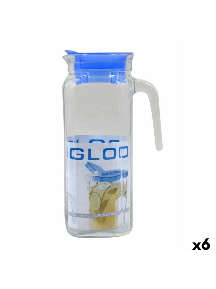 Jug Borgonovo Igloo Transparent Glass Blue 1,2 L (6 Units)