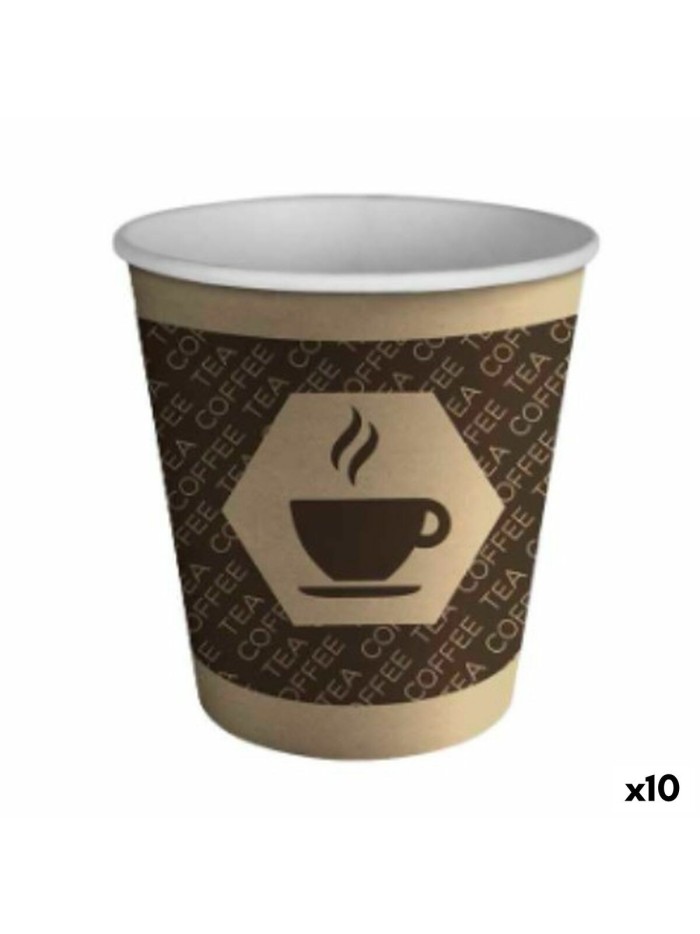 Set de Vasos Algon Cartón Desechables Café 10 Unidades (100 Piezas)