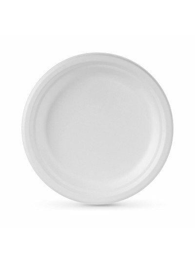 Set de Platos Algon Desechables Blanco Caña de Azúcar 22 cm (24 Unidades)