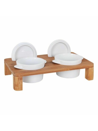 Soporte Inde Cazuela x 2 Bambú Porcelana 29 x 18 x 6 cm (6 Unidades)