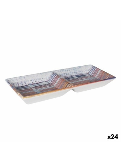 Bandeja de Aperitivos La Mediterránea Boreal 2 Compartimentos 25 x 11 x 3 cm (24 Unidades)