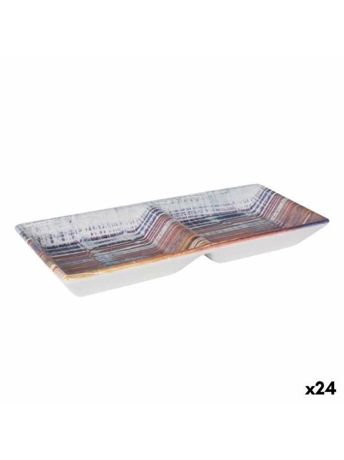 Bandeja de Aperitivos La Mediterránea Boreal 2 Compartimentos 25 x 11 x 3 cm (24 Unidades)