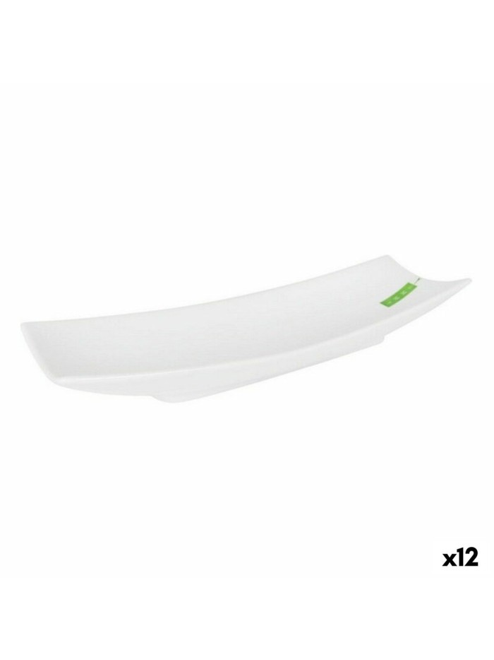 Tray La Mediterránea Yummy Porcelain White 35,3 x 12 x 5 cm (12 Units) (35,3 x 12 x 5 cm)