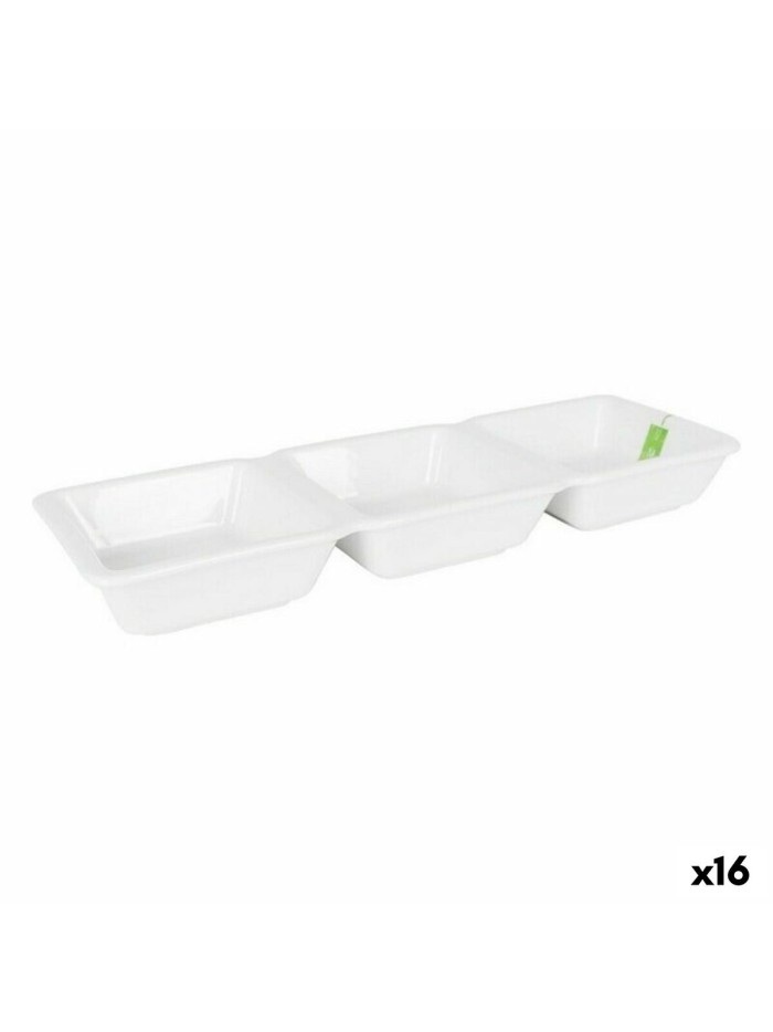 Bowl La Mediterránea Yummy Aperitif Porcelain White 29,3 x 9,5 x 3,3 cm (16 Units) (29,3 x 9,5 x 3,3 cm)