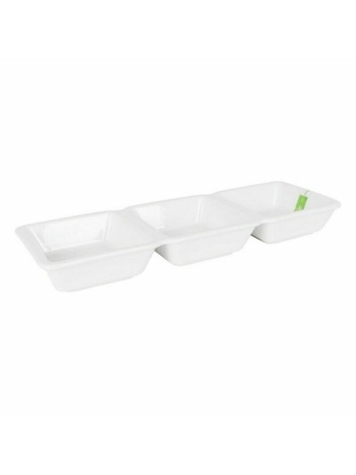 Bowl La Mediterránea Yummy Aperitif Porcelain White 29,3 x 9,5 x 3,3 cm (16 Units) (29,3 x 9,5 x 3,3 cm)