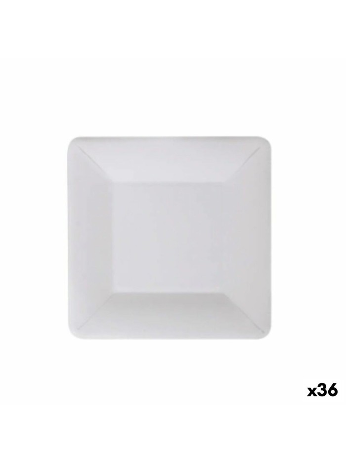 Plate set Algon Disposable White Cardboard Squared 18 cm (36 Units)