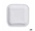 Set de Platos Algon Desechables Blanco Cartón Cuadrado 20 cm (10 Unidades)