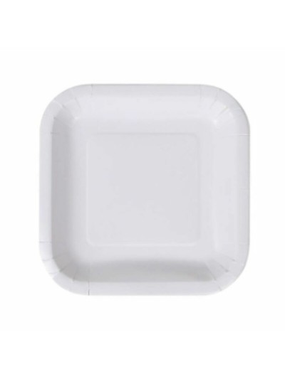 Plate set Algon Disposable White Cardboard Squared 20 cm (10 Units)