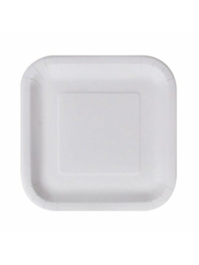 Set de Platos Algon Desechables Blanco Cartón Cuadrado 23 cm (10 Unidades)
