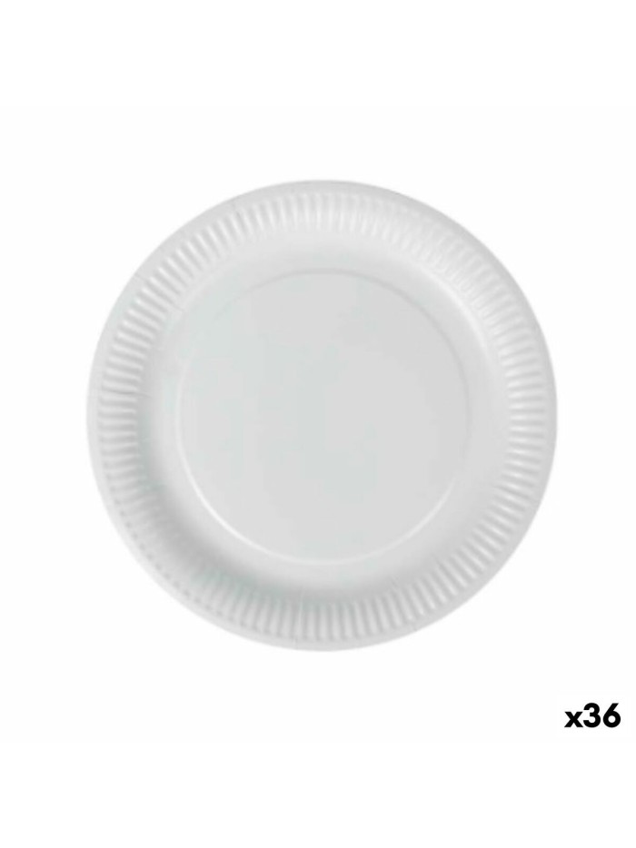 Set de Platos Algon Desechables Blanco Cartón 23 cm (36 Unidades)