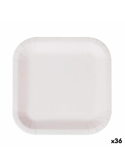Set de Platos Algon Desechables Blanco Cartón Cuadrado 26 cm (36 Unidades)