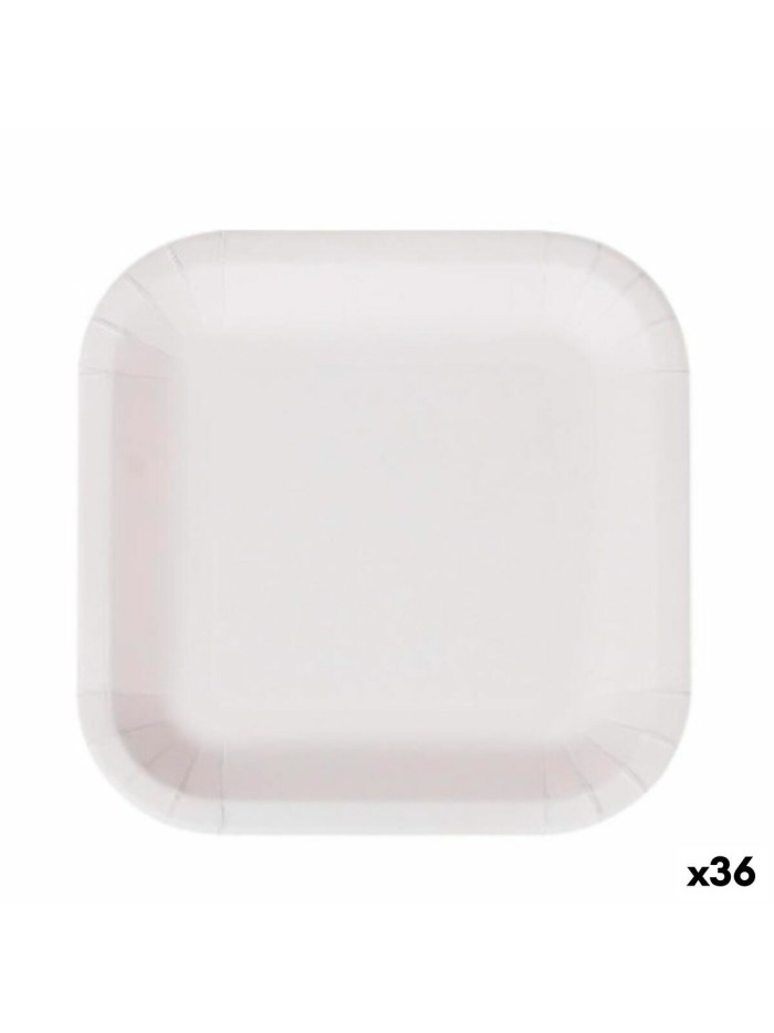 Plate set Algon Disposable White Cardboard Squared 26 cm (36 Units)