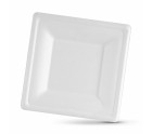 Plate set Algon Disposable White Sugar Cane Squared 16 cm (24 Units)