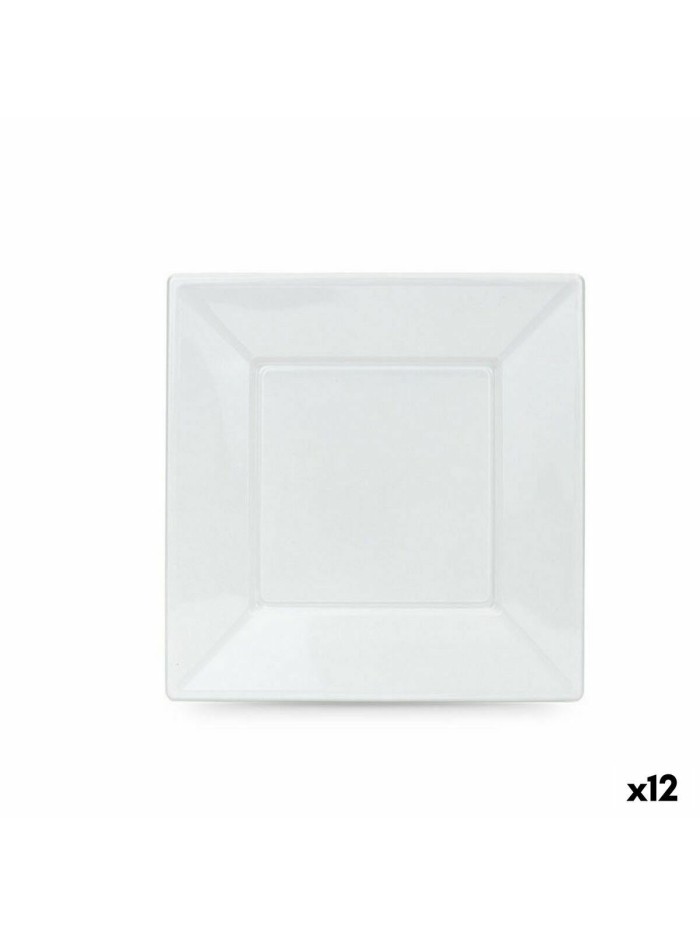 Set of reusable plates Algon White Plastic 23 x 23 x 2 cm (24 Units)